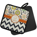 Swirls, Floral & Chevron Pot Holder w/ Name and Initial
