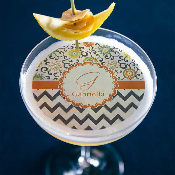 Swirls, Floral & Chevron Printed Drink Topper - Large - In Context