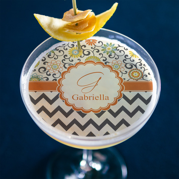 Swirls, Floral & Chevron Printed Drink Topper - XLarge - In Context