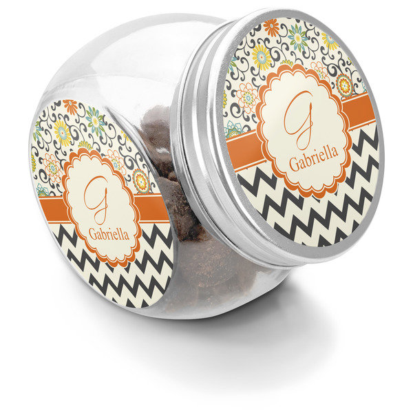 Custom Swirls, Floral & Chevron Puppy Treat Jar (Personalized)
