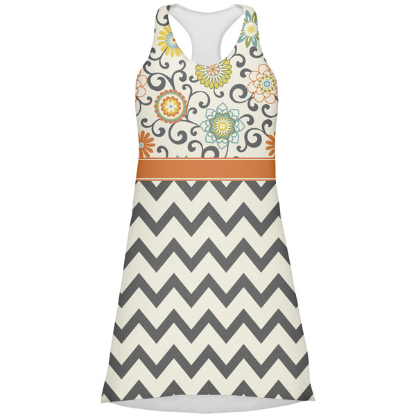 Custom Swirls, Floral & Chevron Racerback Dress - Small
