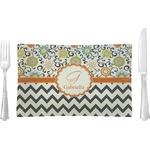 Swirls, Floral & Chevron Rectangular Glass Lunch / Dinner Plate - Single or Set (Personalized)