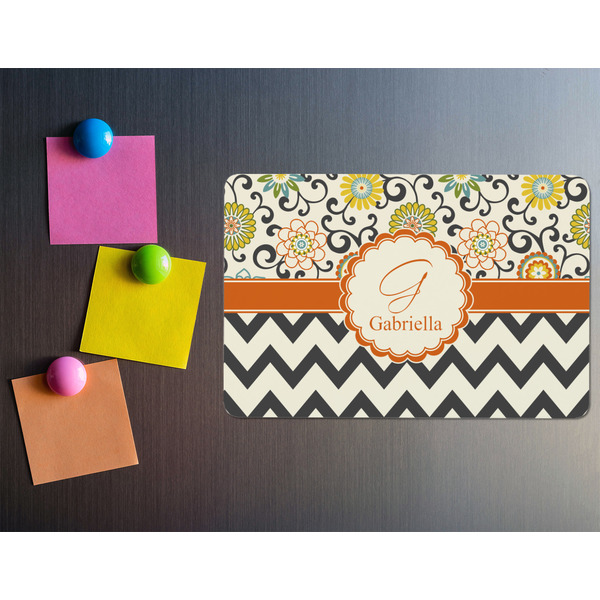 Swirls, Floral & Chevron Rectangular Fridge Magnet - LIFESTYLE