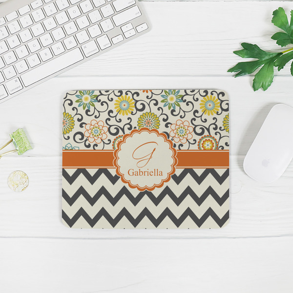 Swirls, Floral & Chevron Rectangular Mouse Pad - LIFESTYLE 2