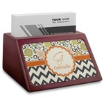Swirls, Floral & Chevron Red Mahogany Business Card Holder (Personalized)