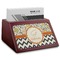 Swirls, Floral & Chevron Red Mahogany Business Card Holder - Angle