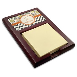 Swirls, Floral & Chevron Red Mahogany Sticky Note Holder (Personalized)