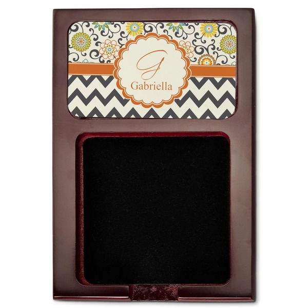 Swirls, Floral & Chevron Red Mahogany Sticky Note Holder - Flat