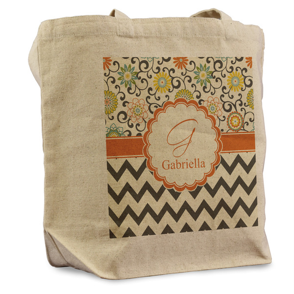 Custom Swirls, Floral & Chevron Reusable Cotton Grocery Bag (Personalized)