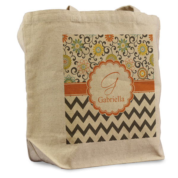 Custom Swirls, Floral & Chevron Reusable Cotton Grocery Bag - Single (Personalized)