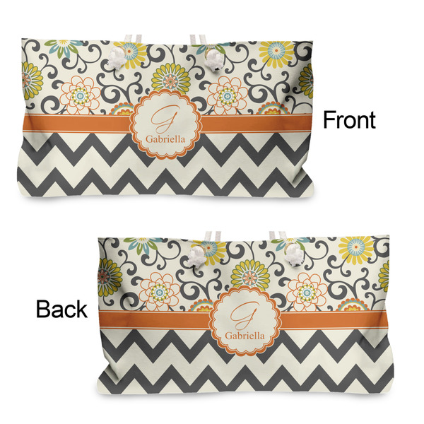 Swirls, Floral & Chevron Large Rope Tote - From & Back View