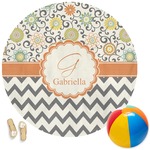 Swirls, Floral & Chevron Round Beach Towel (Personalized)