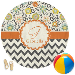 Swirls, Floral & Chevron Round Beach Towel (Personalized)
