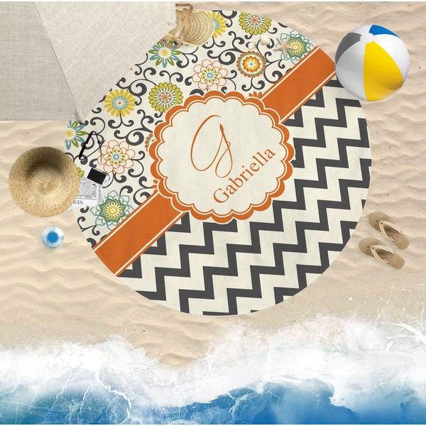 Swirls, Floral & Chevron Round Beach Towel Lifestyle