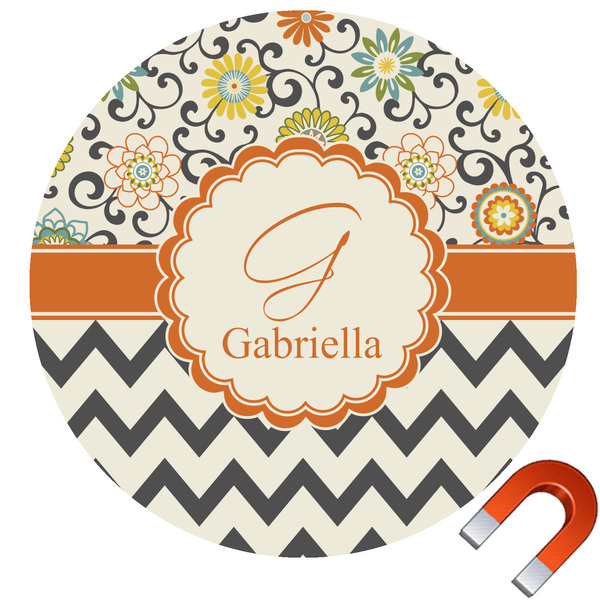 Custom Swirls, Floral & Chevron Car Magnet (Personalized)