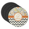 Swirls, Floral & Chevron Round Rubber Backed Coasters - Set of 4 (Personalized)