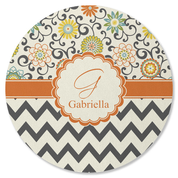 Swirls, Floral & Chevron Round Coaster Rubber Back - Single