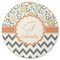 Swirls, Floral & Chevron Round Rubber Backed Coaster (Personalized)