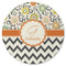 Swirls, Floral & Chevron Round Rubber Backed Coaster (Personalized)