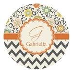 Swirls, Floral & Chevron Round Decal - Small (Personalized)
