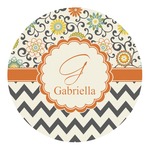 Swirls, Floral & Chevron Round Decal - Medium (Personalized)