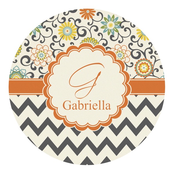 Custom Swirls, Floral & Chevron Round Decal - Small (Personalized)