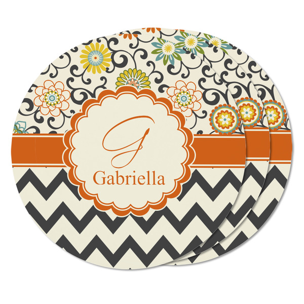 Swirls, Floral & Chevron Round Fridge Magnet - THREE