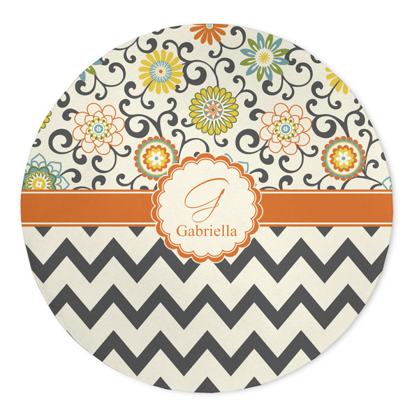 Custom Swirls, Floral & Chevron 5' Round Indoor Area Rug (Personalized)