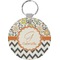 Swirls, Floral & Chevron Round Plastic Keychain (Personalized)