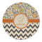 Swirls, Floral & Chevron Round Linen Placemats - FRONT (Double Sided)