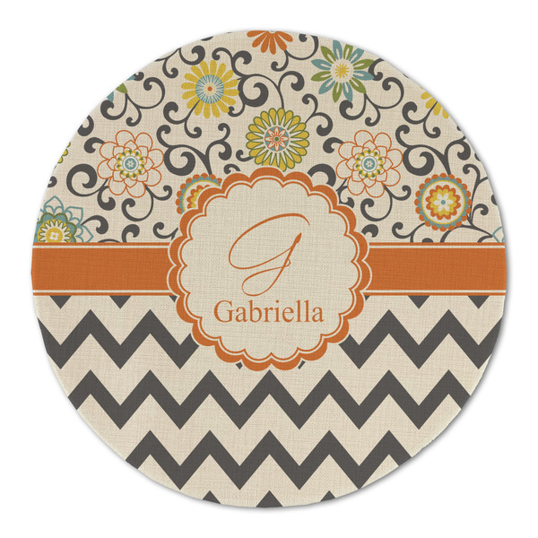 Custom Swirls, Floral & Chevron Round Linen Placemat (Personalized)