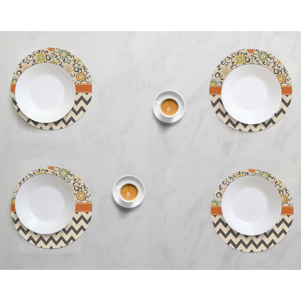 Swirls, Floral & Chevron Round Linen Placemats - LIFESTYLE (set of 4)