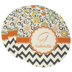 Swirls, Floral & Chevron Round Paper Coasters w/ Name and Initial