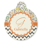 Swirls, Floral & Chevron Round Pet ID Tag - Large (Personalized)