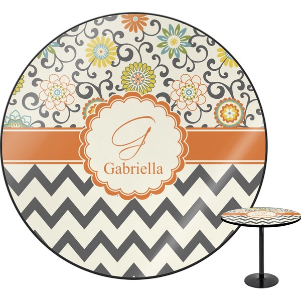 Custom Swirls, Floral & Chevron Round Table (Personalized)