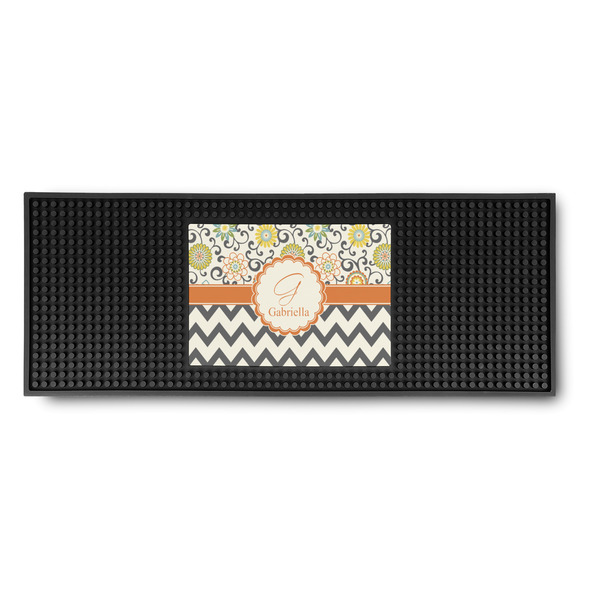 Custom Swirls, Floral & Chevron Rubber Bar Mat (Personalized)