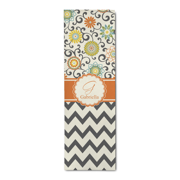 Custom Swirls, Floral & Chevron Runner Rug - 2.5'x8' w/ Name and Initial