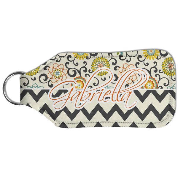 Swirls, Floral & Chevron Sanitizer Holder Keychain - Large (Back)