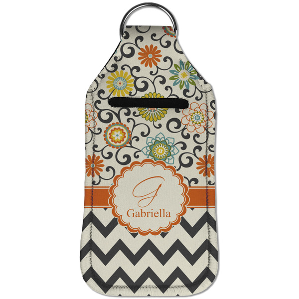Swirls, Floral & Chevron Sanitizer Holder Keychain - Large (Front)