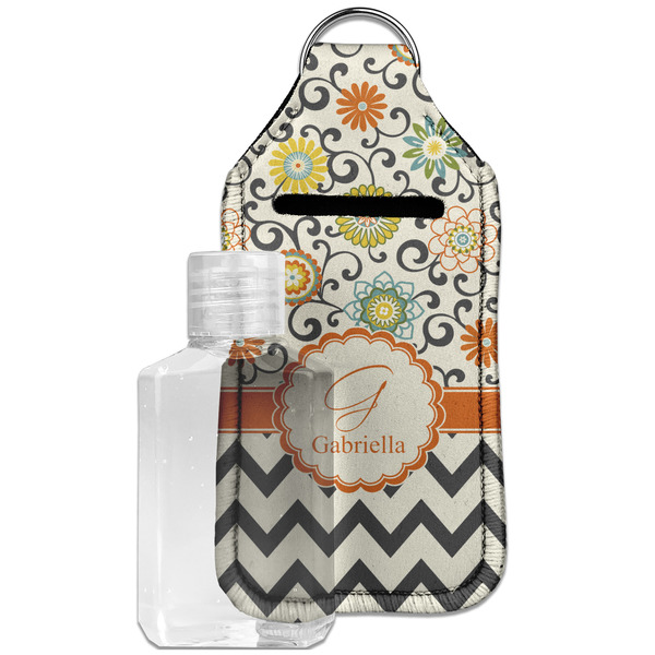 Custom Swirls, Floral & Chevron Hand Sanitizer & Keychain Holder - Large (Personalized)