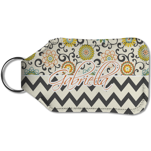 Swirls, Floral & Chevron Sanitizer Holder Keychain - Small (Back)