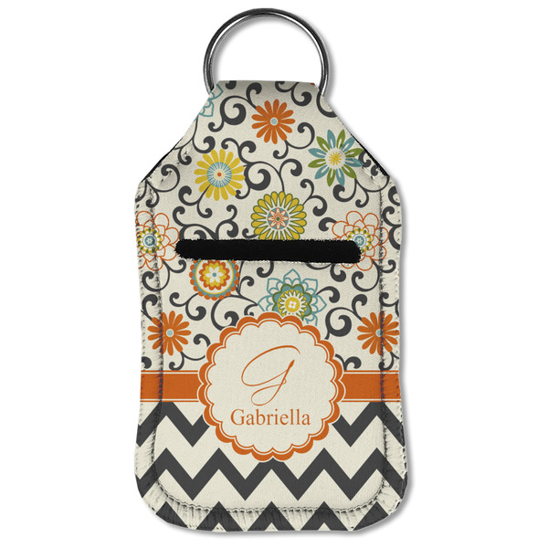 Swirls, Floral & Chevron Sanitizer Holder Keychain - Small (Front Flat)
