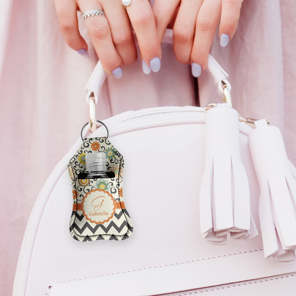 Swirls, Floral & Chevron Sanitizer Holder Keychain - Small (LIFESTYLE)