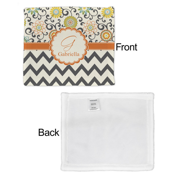 Swirls, Floral & Chevron Security Blanket - Front & White Back View