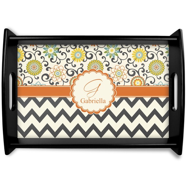 Custom Swirls, Floral & Chevron Wooden Tray (Personalized)