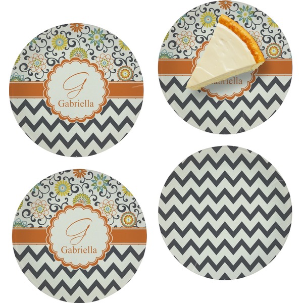 Swirls, Floral & Chevron Set of Appetizer / Dessert Plates