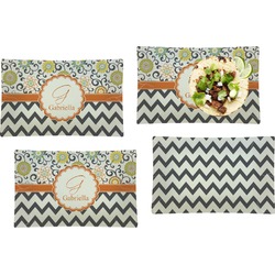 Swirls, Floral & Chevron Set of 4 Glass Rectangular Lunch / Dinner Plate (Personalized)