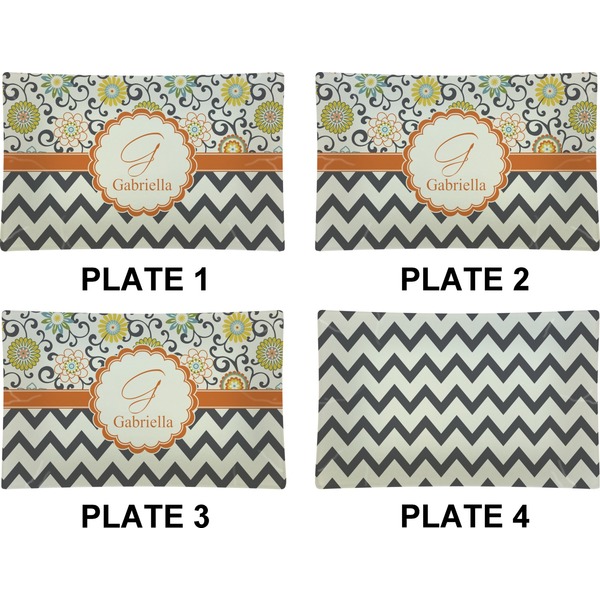 Swirls, Floral & Chevron Set of Rectangular Dinner Plates (Approval)
