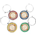 Swirls, Floral & Chevron Wine Charms (Set of 4) (Personalized)