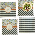 Swirls, Floral & Chevron Set of 4 Glass Square Lunch / Dinner Plate 9.5" (Personalized)